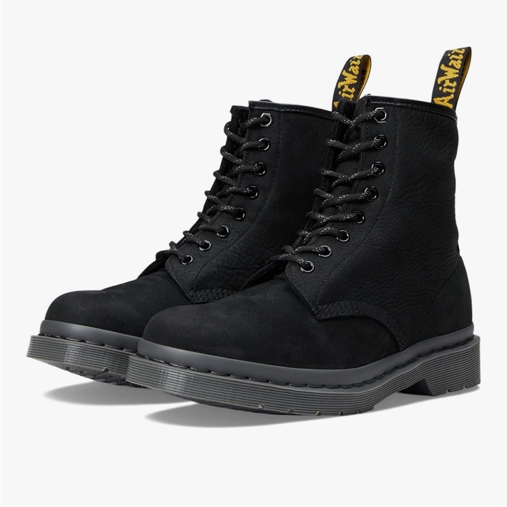 Dr. Martens Black and Gray Lace-Up Boots